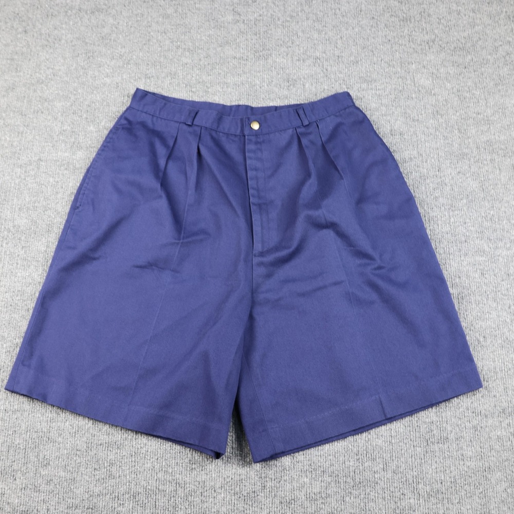 VINTAGE Toffee Shorts Womens 18 Navy Pleated Front High Waisted Chino Taiwan 90s